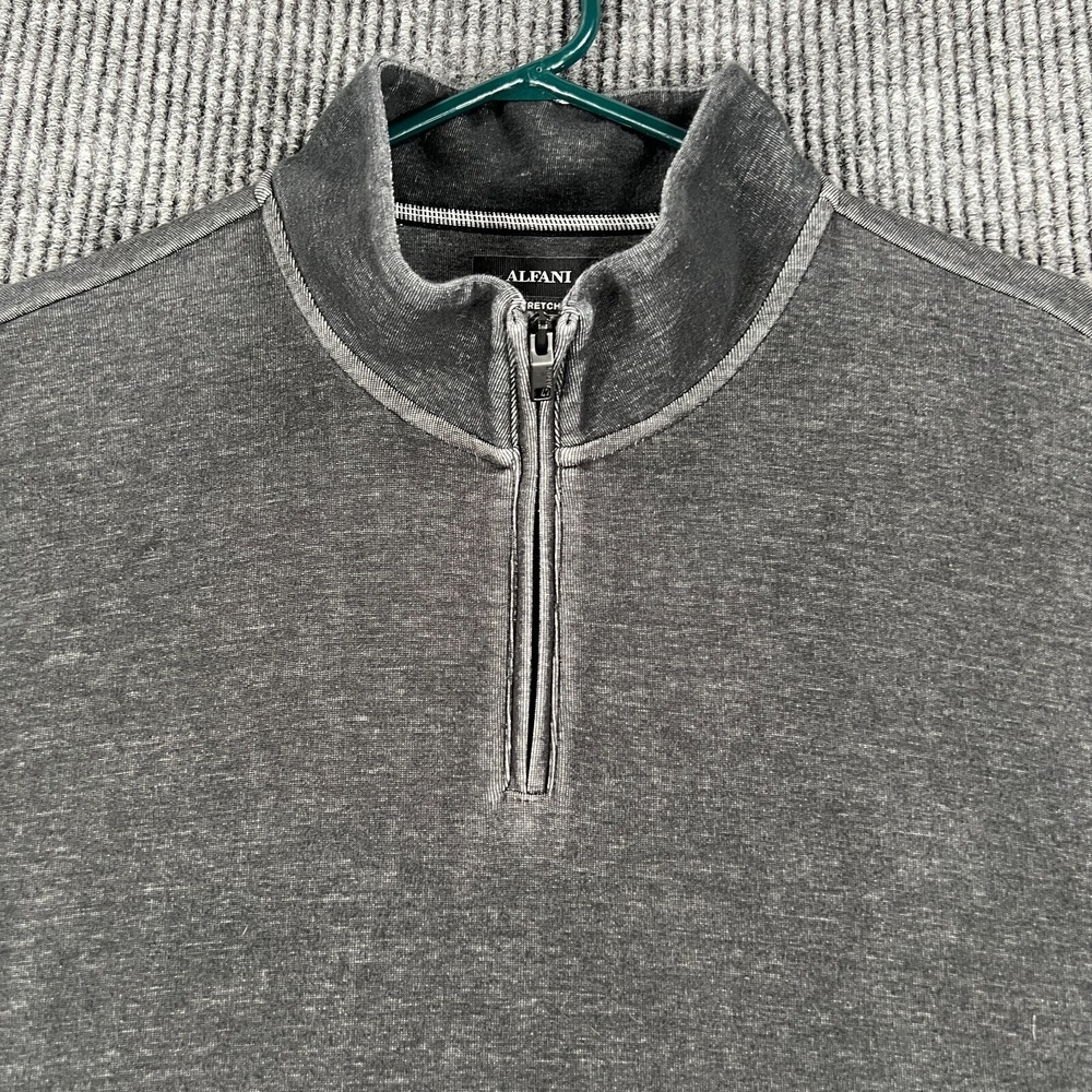 Alfani Mens Sweatshirt 2XL XXL Gray Long Sleeve 1/4 Zip Mock Neck Stretch Soft